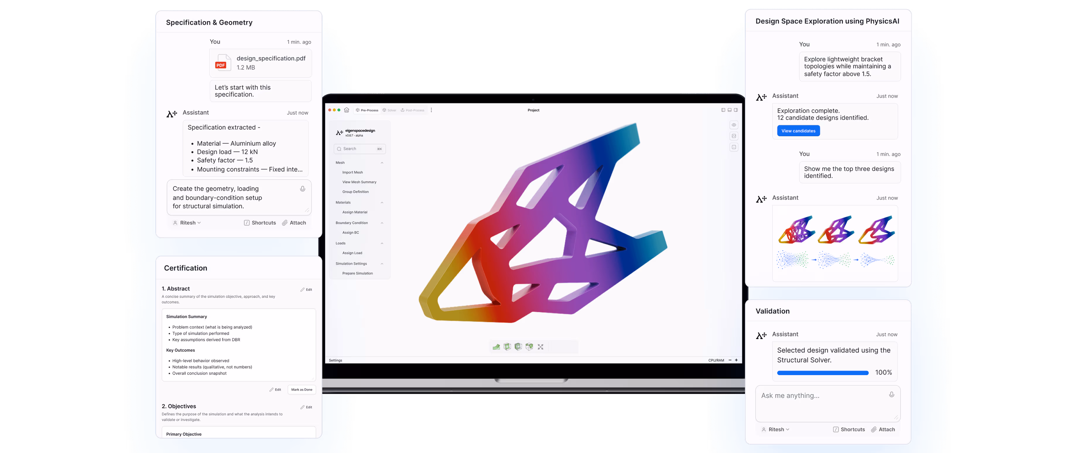eigenstudio platform specification to certification interface preview